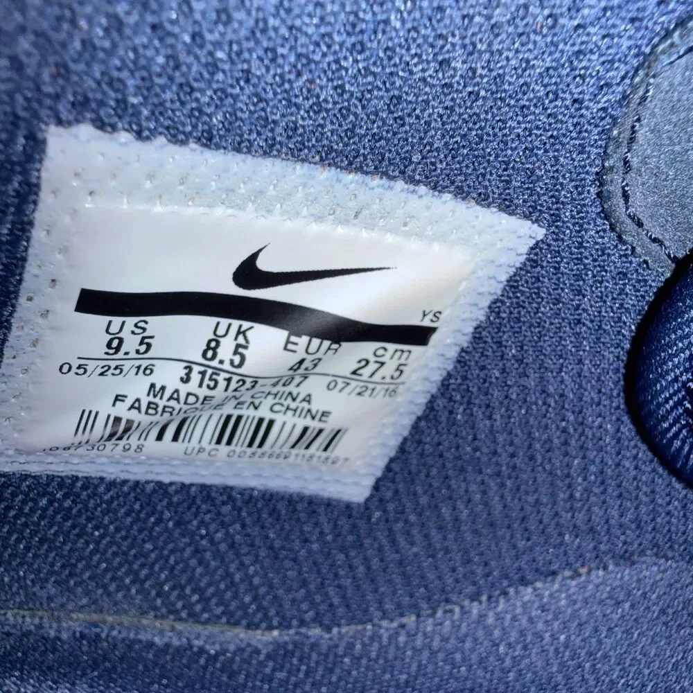 Size 9.5 - Nike Air Force 1 Mid Navy Blue White Men's Sneakers Shoes 315123-407 - Picture 8 of 9